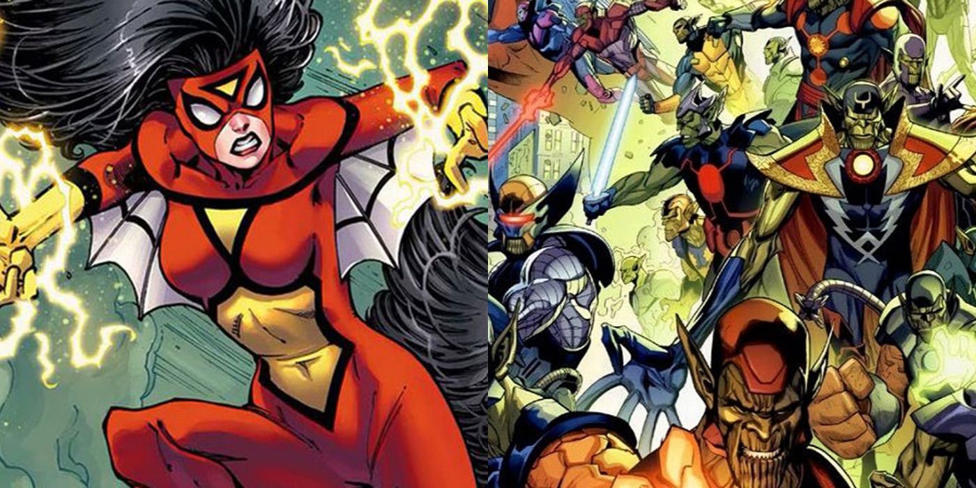 Spider-Woman and Skrulls in Marvel's Secret Invasion comic book.