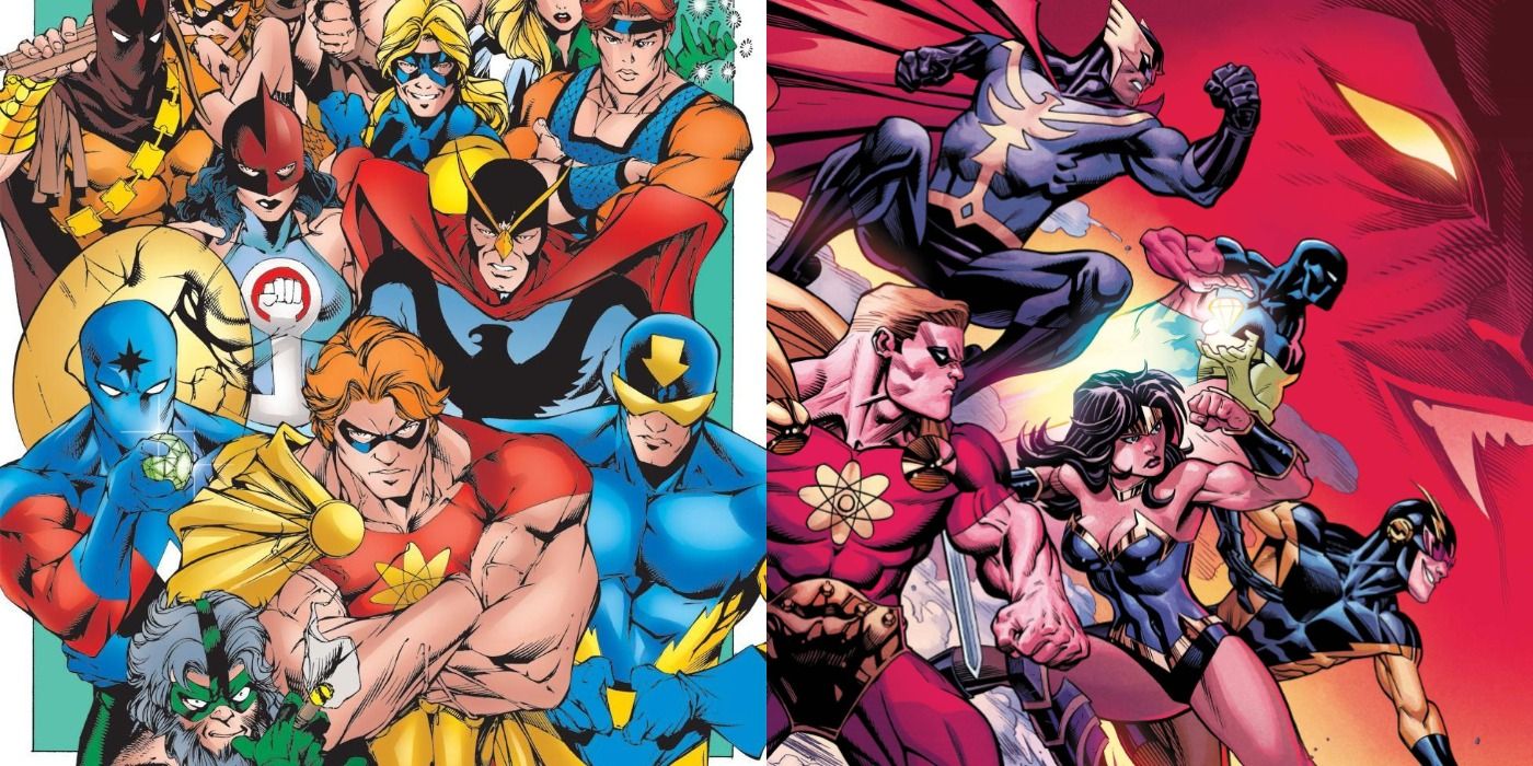 split image of Squadron Supreme from Marvel Comics