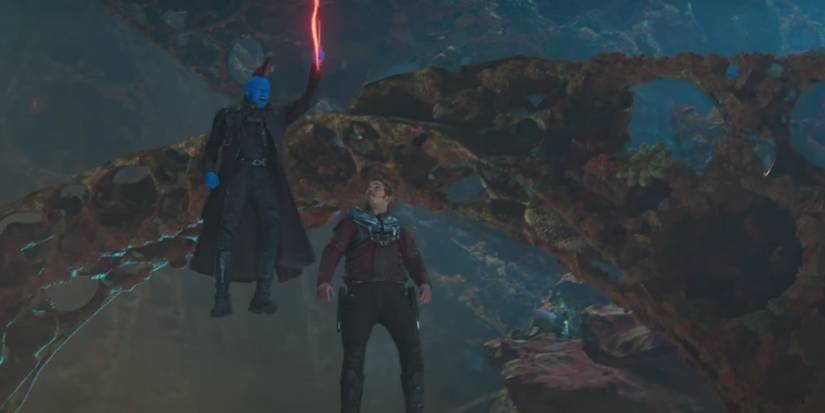 Star Lord and Yondu flying in Guardians of the Galaxy Vol 2