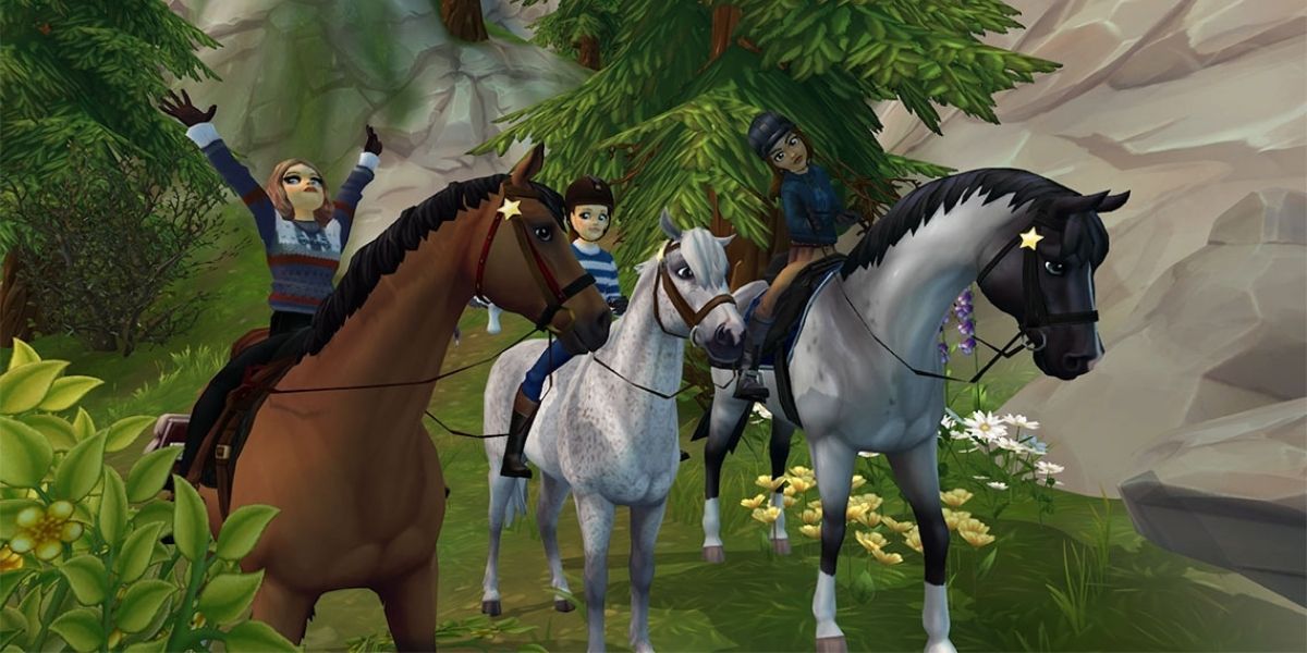 Characters riding horses in Star Stable Online