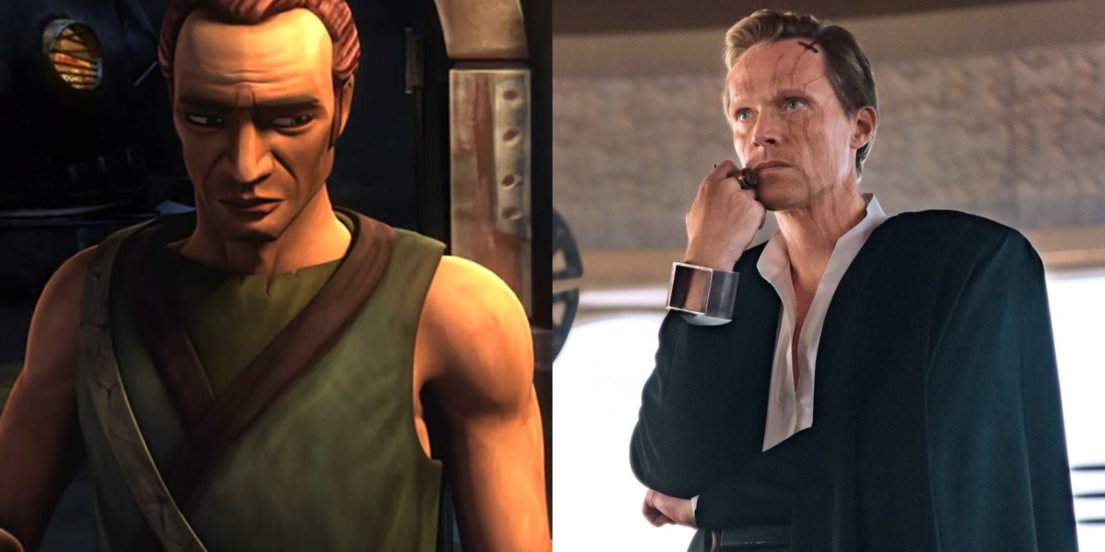 Split image of Cut and Dryden Vos from Star Wars