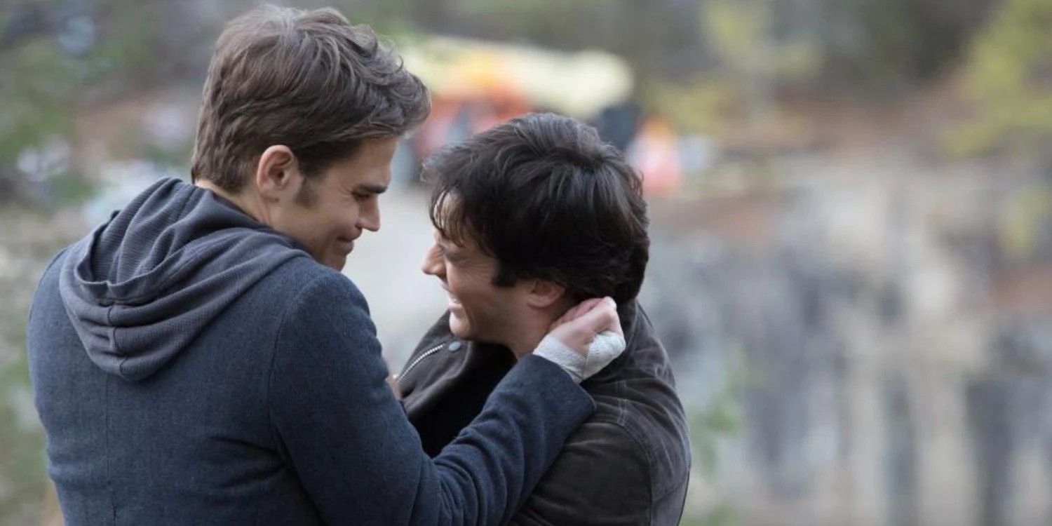 Stefan and Damon fight in The Vampire Diaries