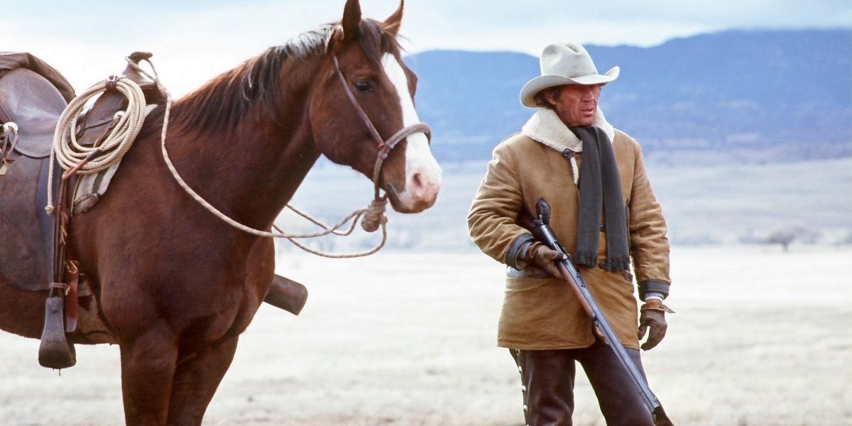 Steve McQueen as Tom Horn with a horse and a gun
