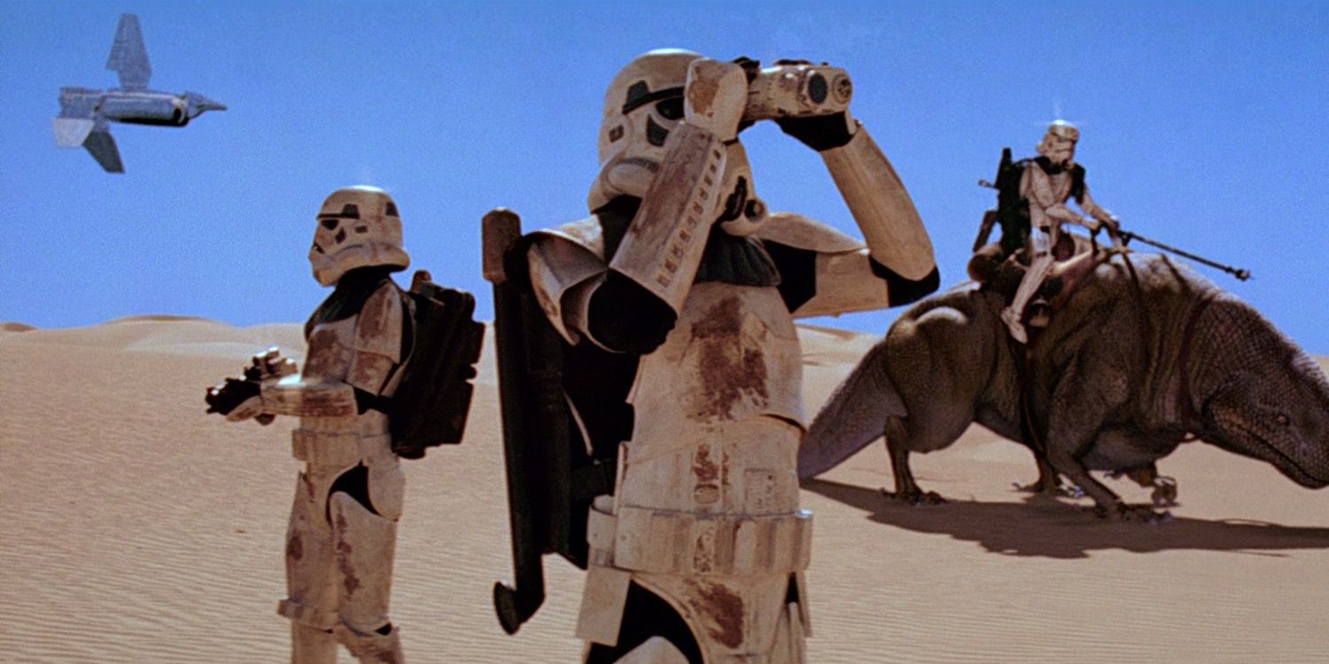 CGI Dewbacks in the desert in Star Wars: A New Hope