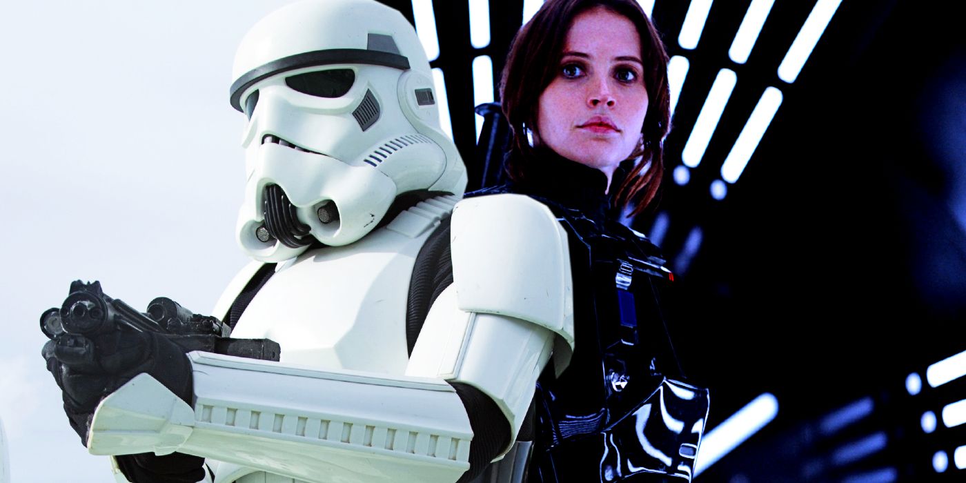 Stormtrooper and Jyn Erso in Rogue One