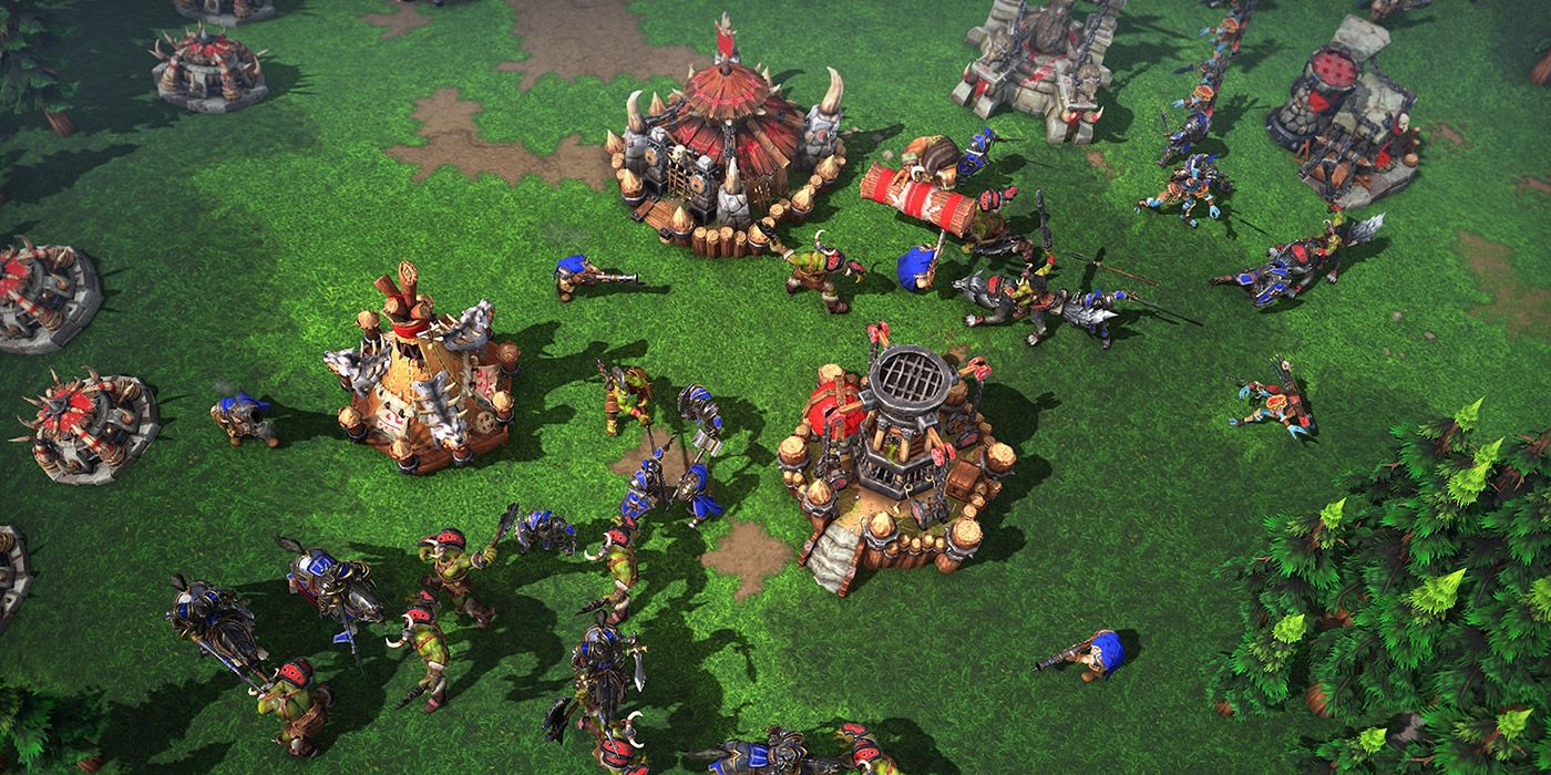 Orcs e humanos batalham em Warcraft III