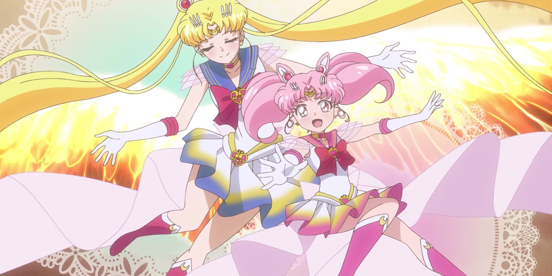 Super Sailor Moon and Super Sailor Chibi-Moon in Crystal act 36