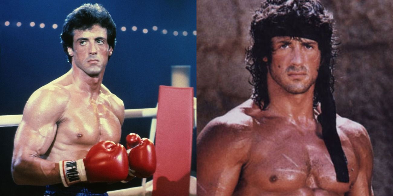 Sly Stallone as Rocky and Rambo