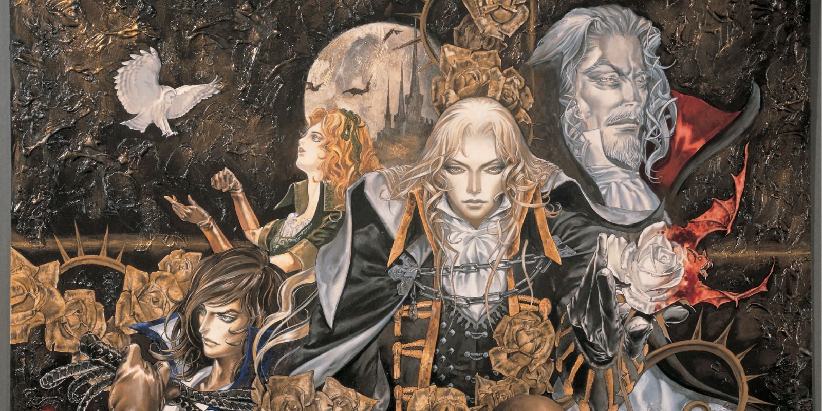 Art for Symphony of the Night, featuring the main cast of the story