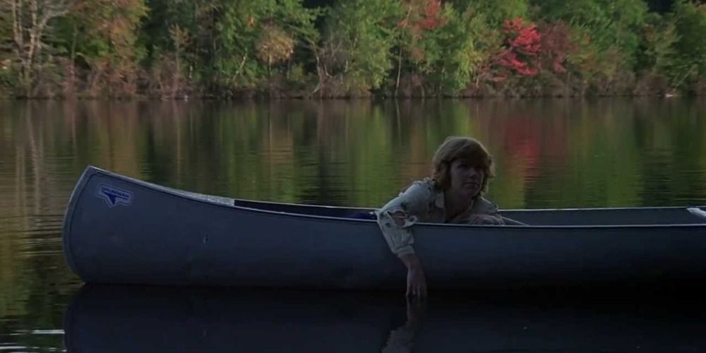 Friday the 13th final jump scare scene with Alice in canoe