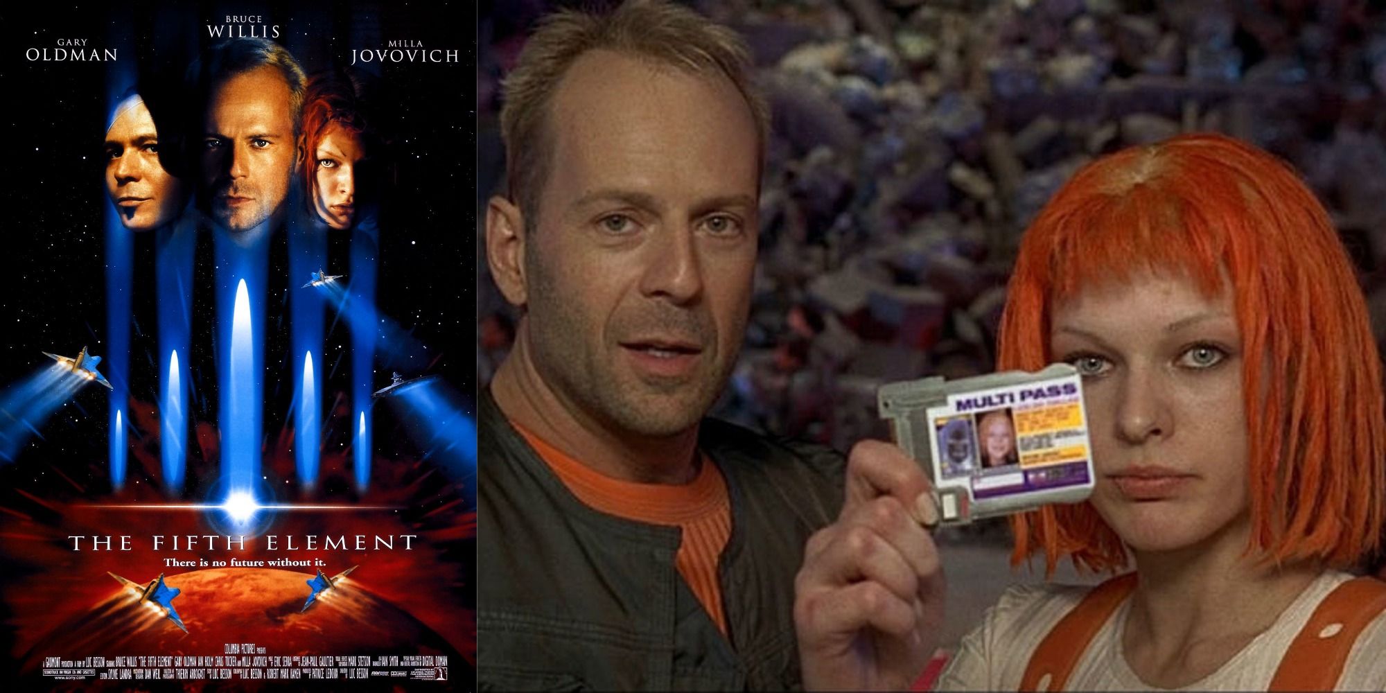 The Fifth Element poster next to Korben and Leeloo