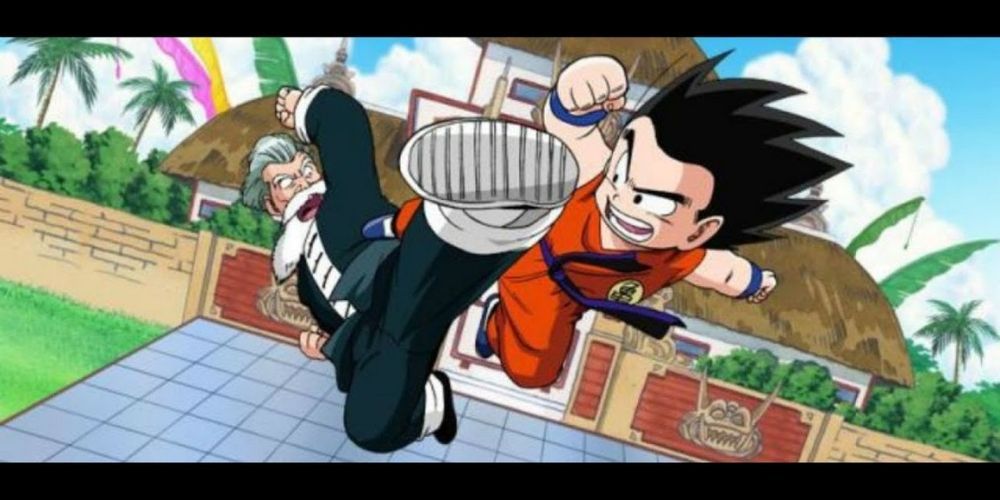 Goku fighting Jackie Chun.