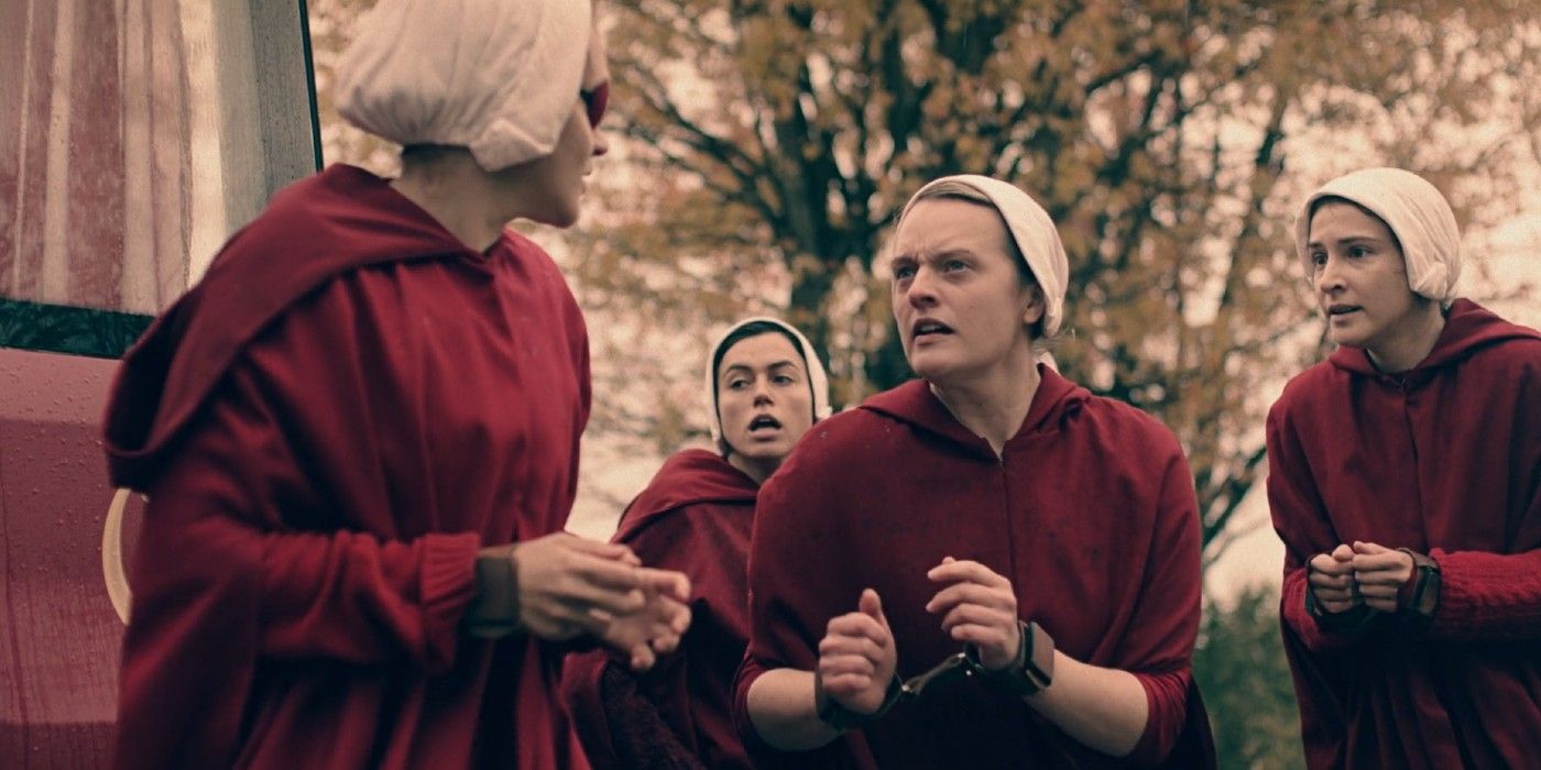 June Janine and Alma escaping in The Handmaid's Tale 