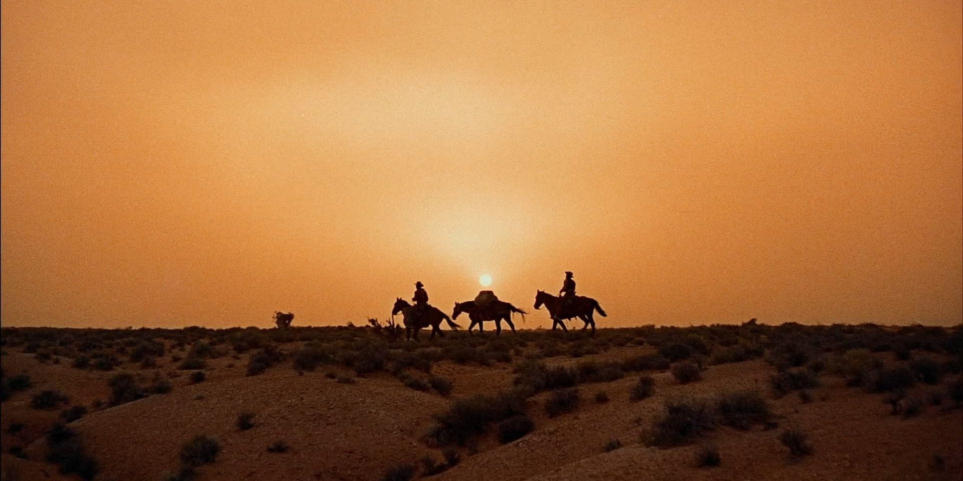 Silhouette of cowboys on horses in The Searchers