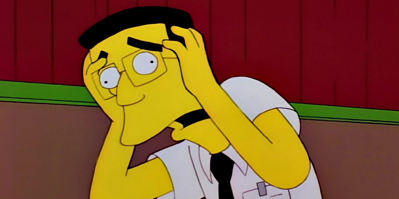 Frank Grimes holds his head in The Simpsons