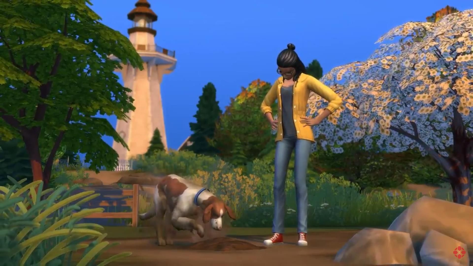 Screenshot of the Cats and Dogs expansion of The Sims 4 life simulation game.