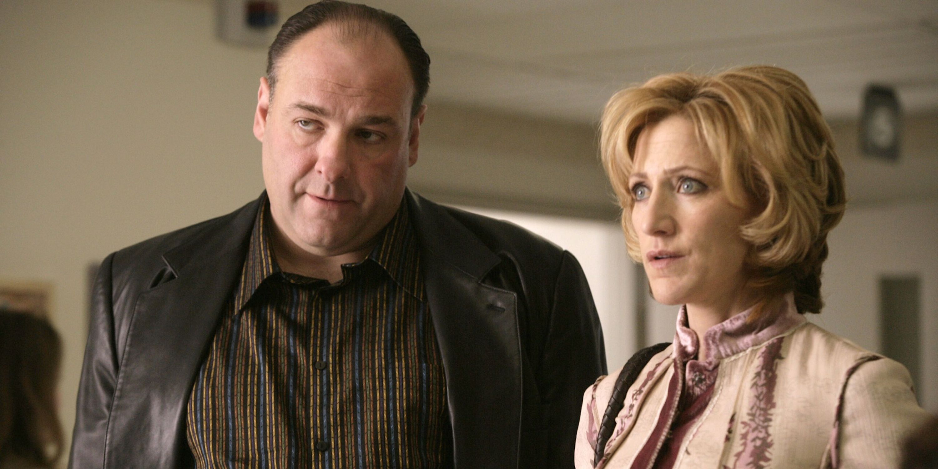 James Gandolfini as Tony Soprano and Carmela as Carmela Soprano in The Sopranos on HBO