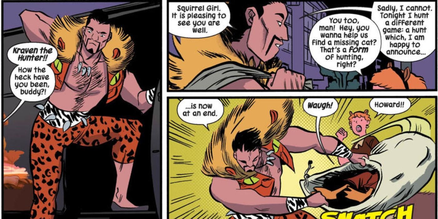 The Unbeatable Squirrel Girl and Kraven from Marvel Comics