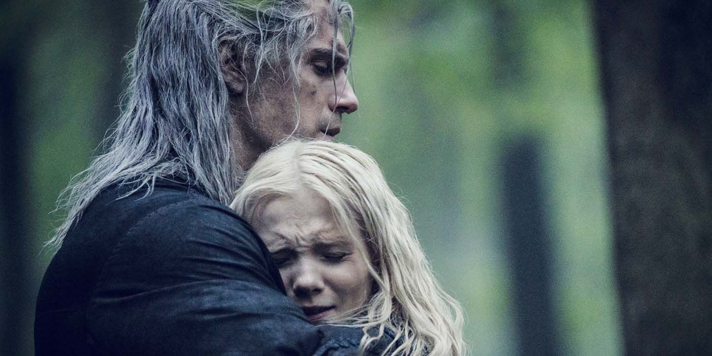 The Witcher Geralt hugs Ciri season 1