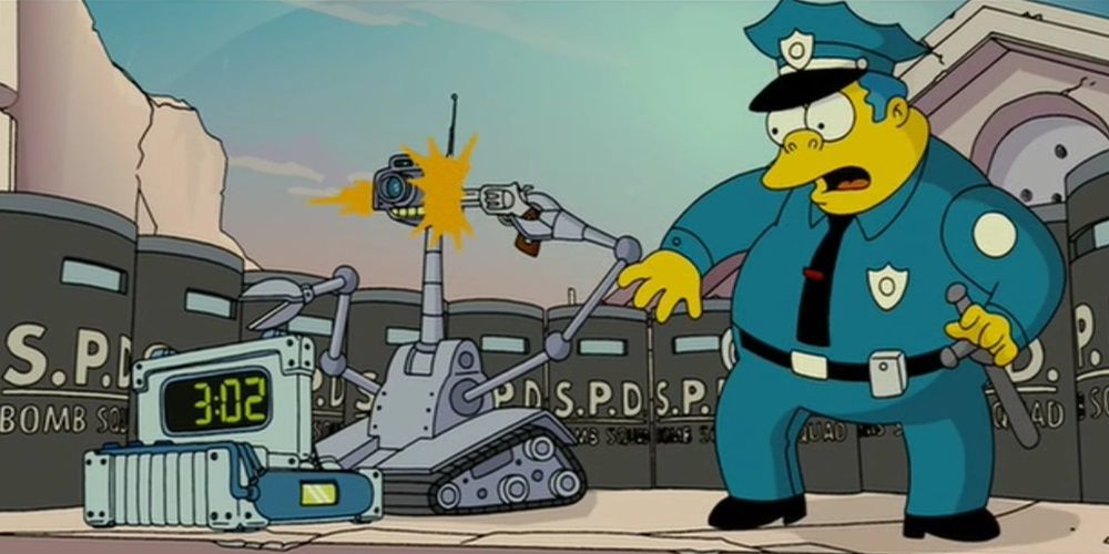 The bomb disarming robot in The Simpsons Movie