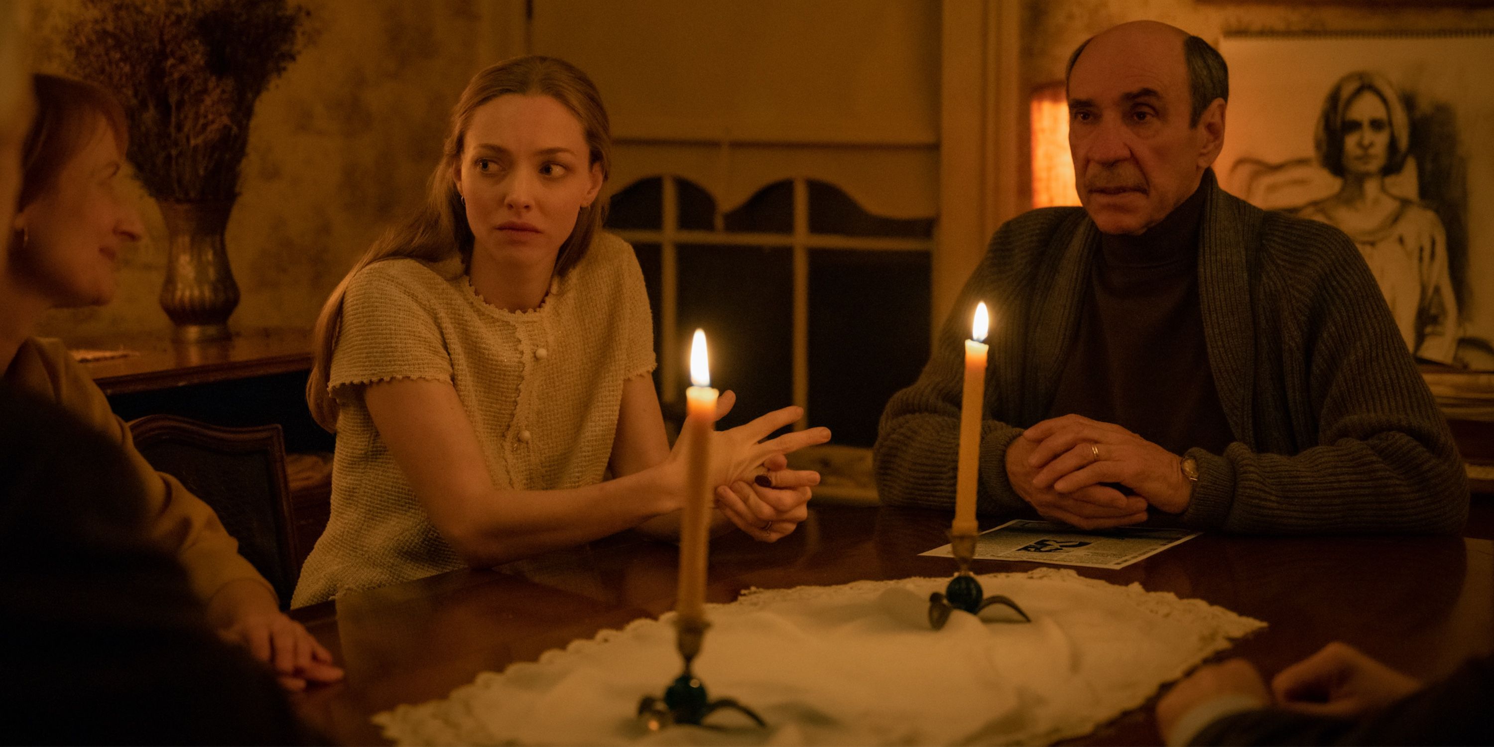 Amanda Seyfried as Catherine Claire and F. Murray Abraham as Floyd DeBeers in Things Heard &amp; Seen on Netflix