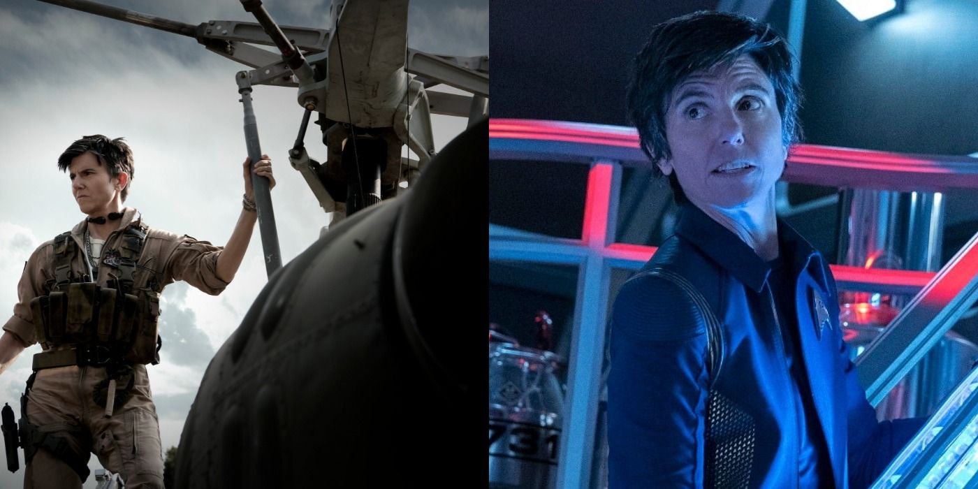 Tig Notaro in Army Of The Dead and Star Trek side by side
