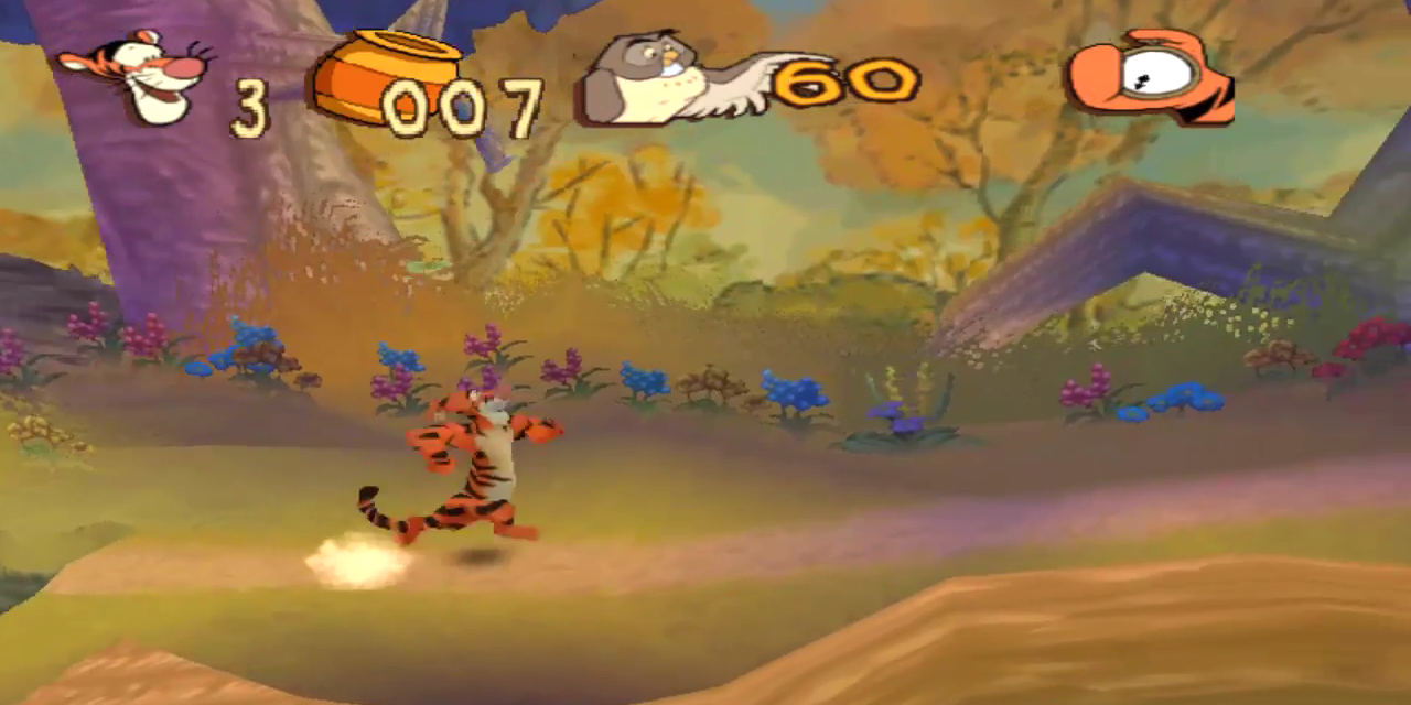 Tigger running around in Tigger's Honey Hunt video game 