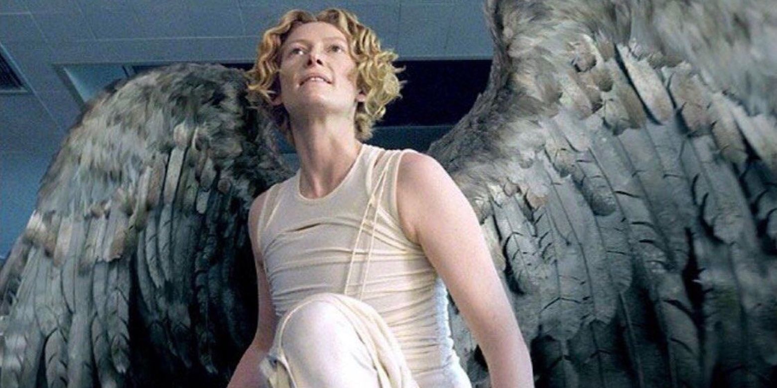 Tilda Swinton as Gabriel with wings in Constantine