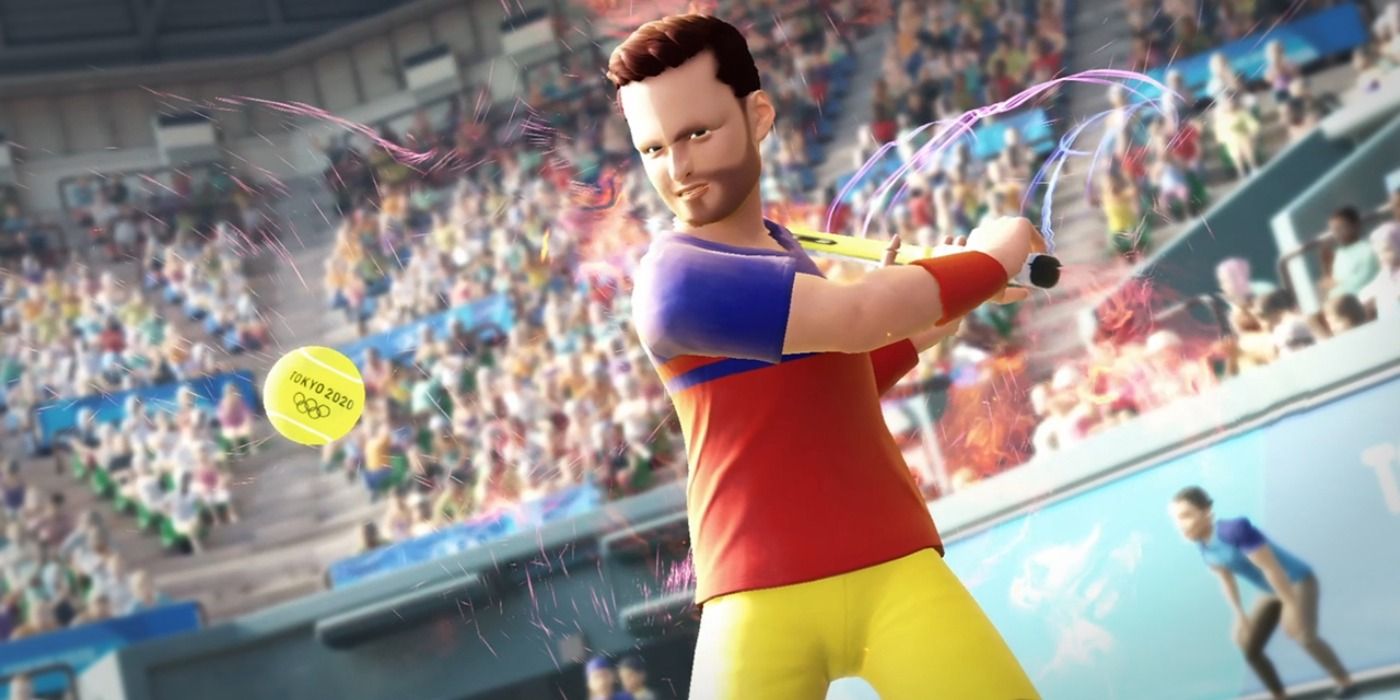 A character playing tennis in the Tokyo Olympics 2020 Official Video Game