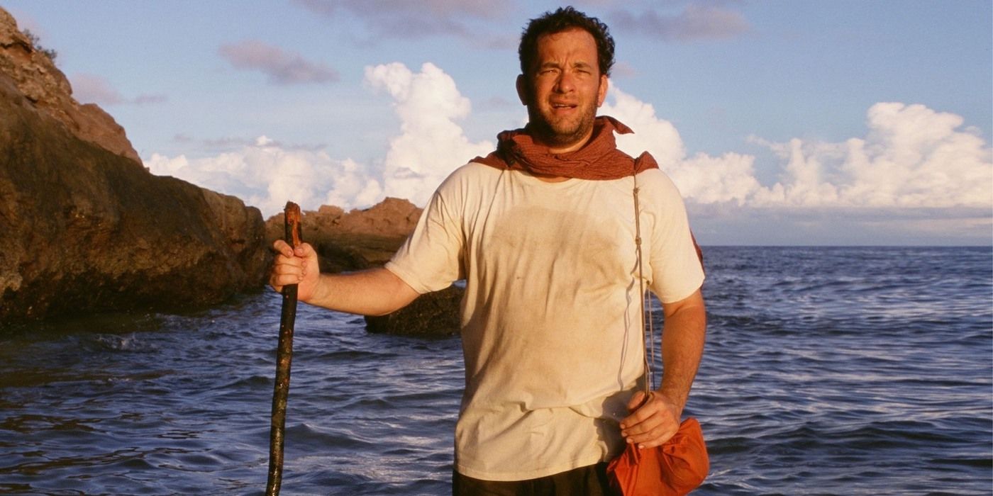 In Cast Away (2000), Tom Hanks is stuck on an island and