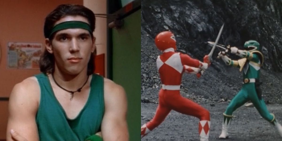 Tommy Oliver as evil Green Ranger fighting the Red Ranger in Mighty Morphin.