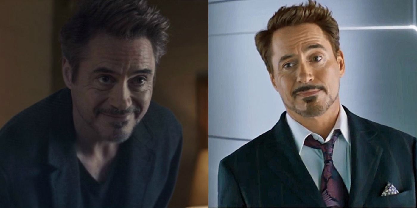 Tony Stark's hologram smiles Tony Stark looks cheeky