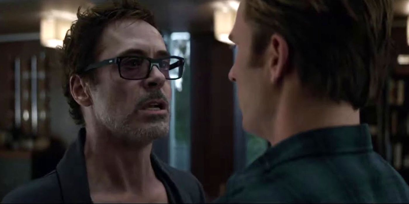 Tony Stark yells at Steve Rogers in Avengers: Endgame.