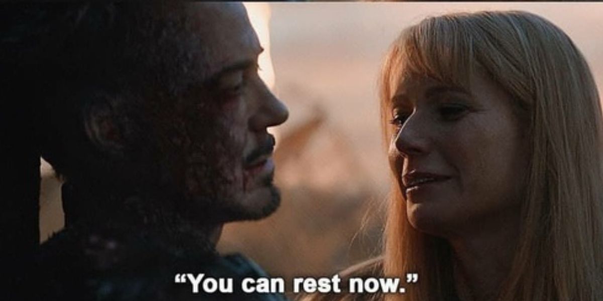 Pepper talks to Tony before his death in Endgame