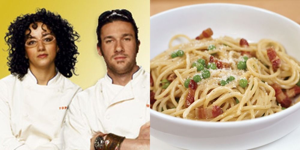  Elia Aboumrad and Sam Talbot from Top Chef and their Spaghetti Carbonara dish