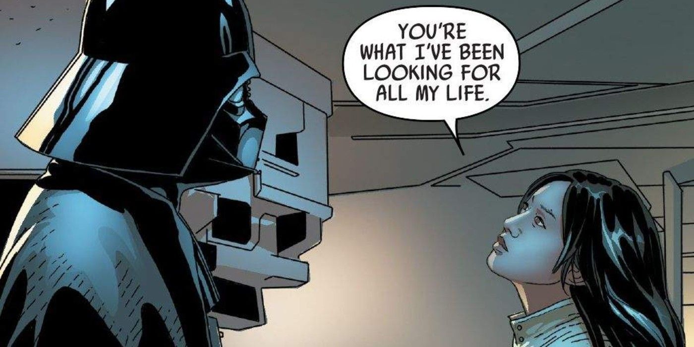 Vader and Aphra confronting one another in Marvel Comics.