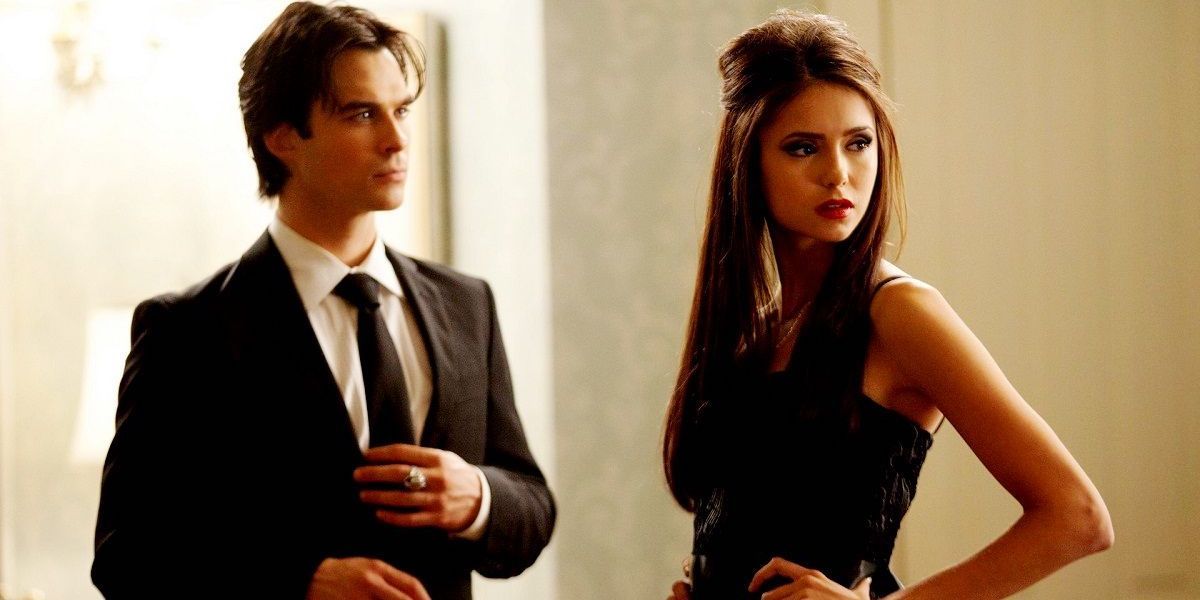 Damon and Katherine in The Vampire Diaries