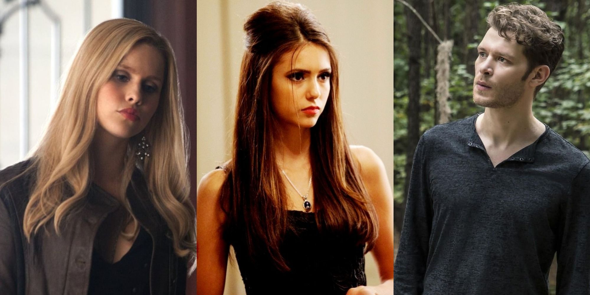 Split image of Rebekah, Katherine and Klaus from The Vampire Diaries
