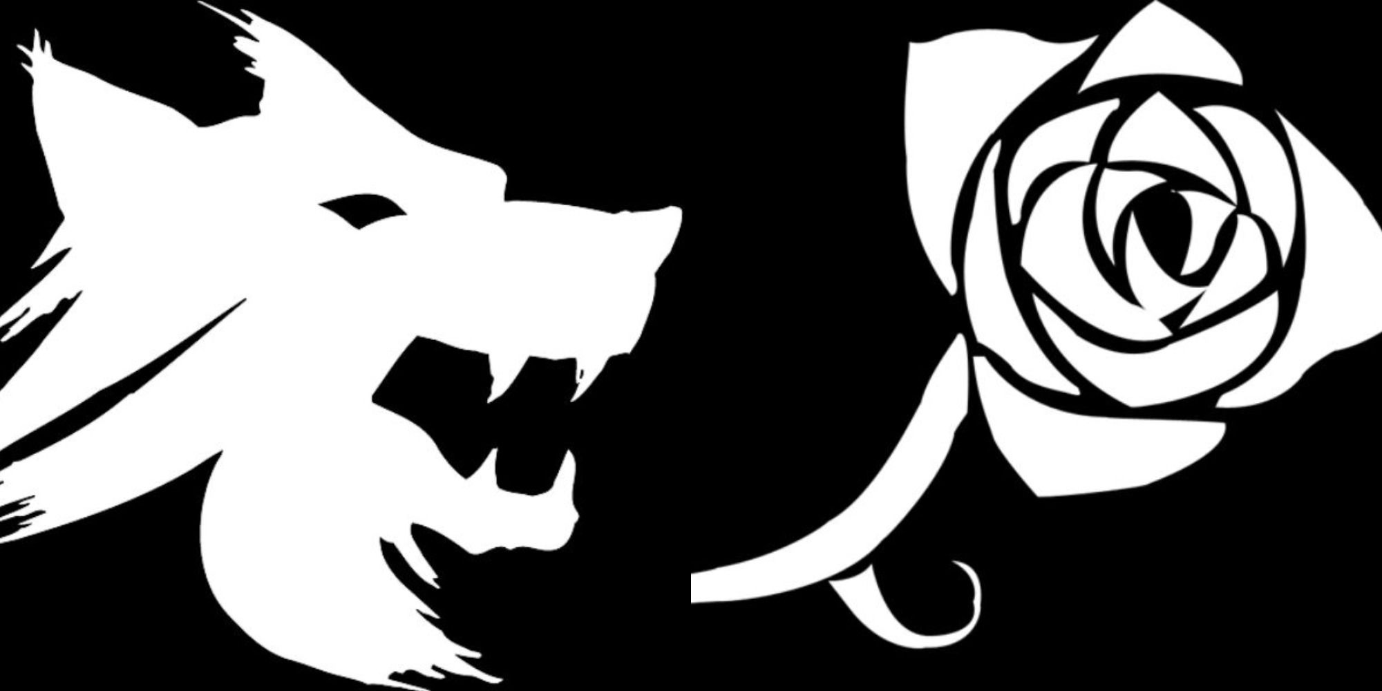 Split image depicting the symbols for clans Gangrel and Toreador