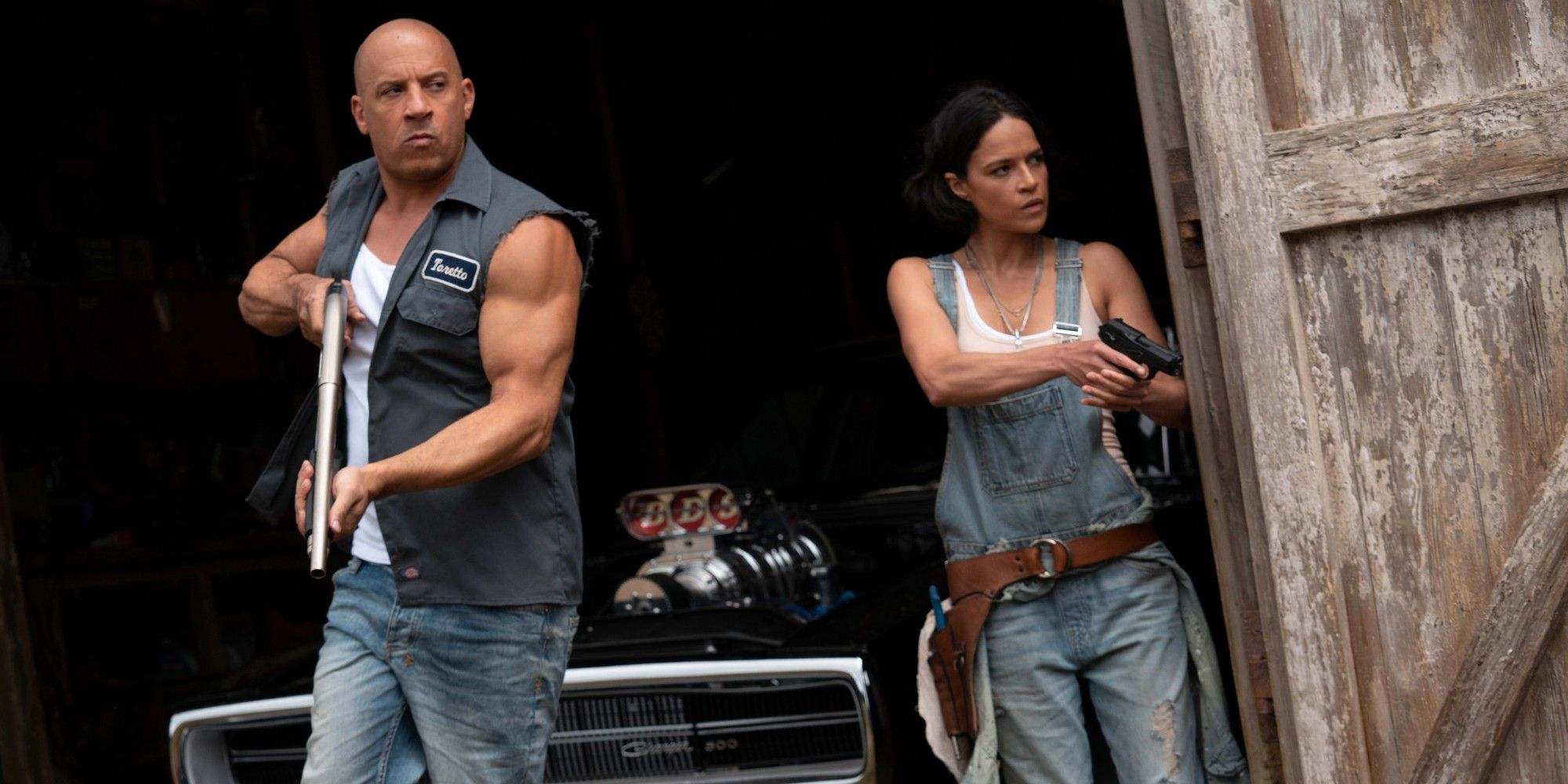 Vin Diesel and Michelle Rodriguez in F9 Fast and Furious 9