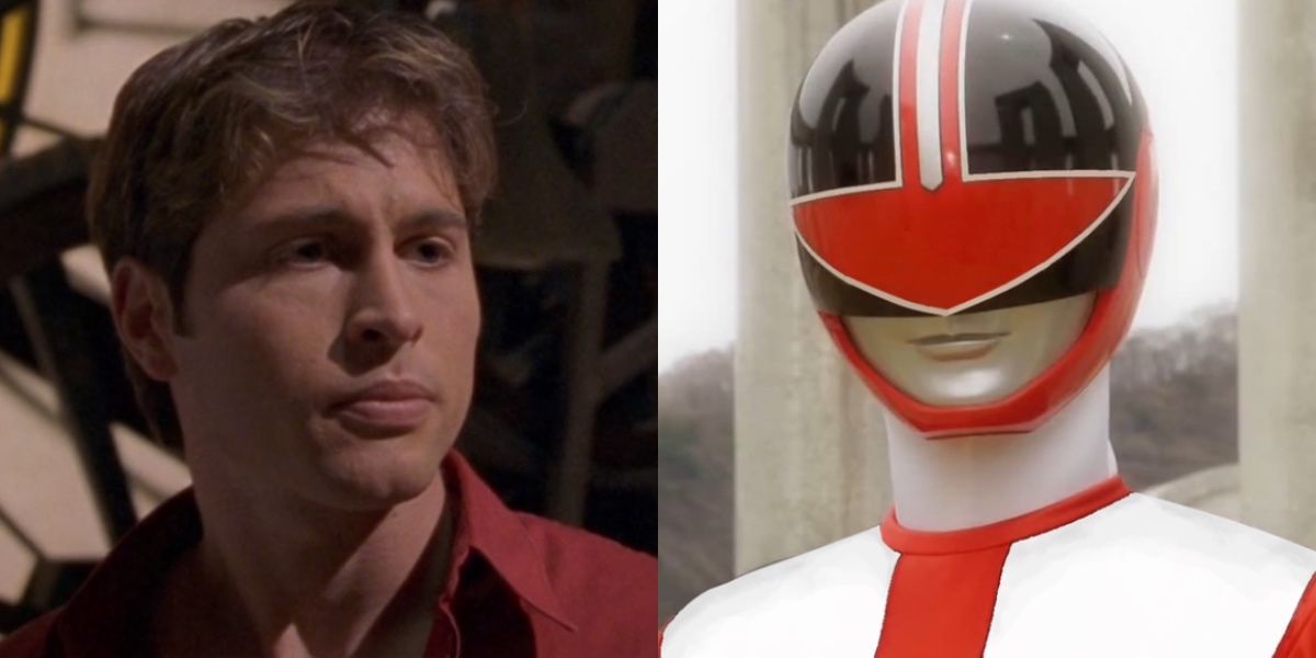 Wesley in clock tower and in Ranger form in Time Force.
