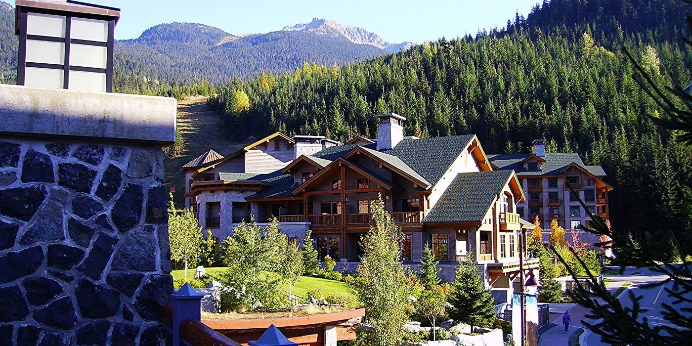 Aerial view of beautiful cabin in Whistler BC