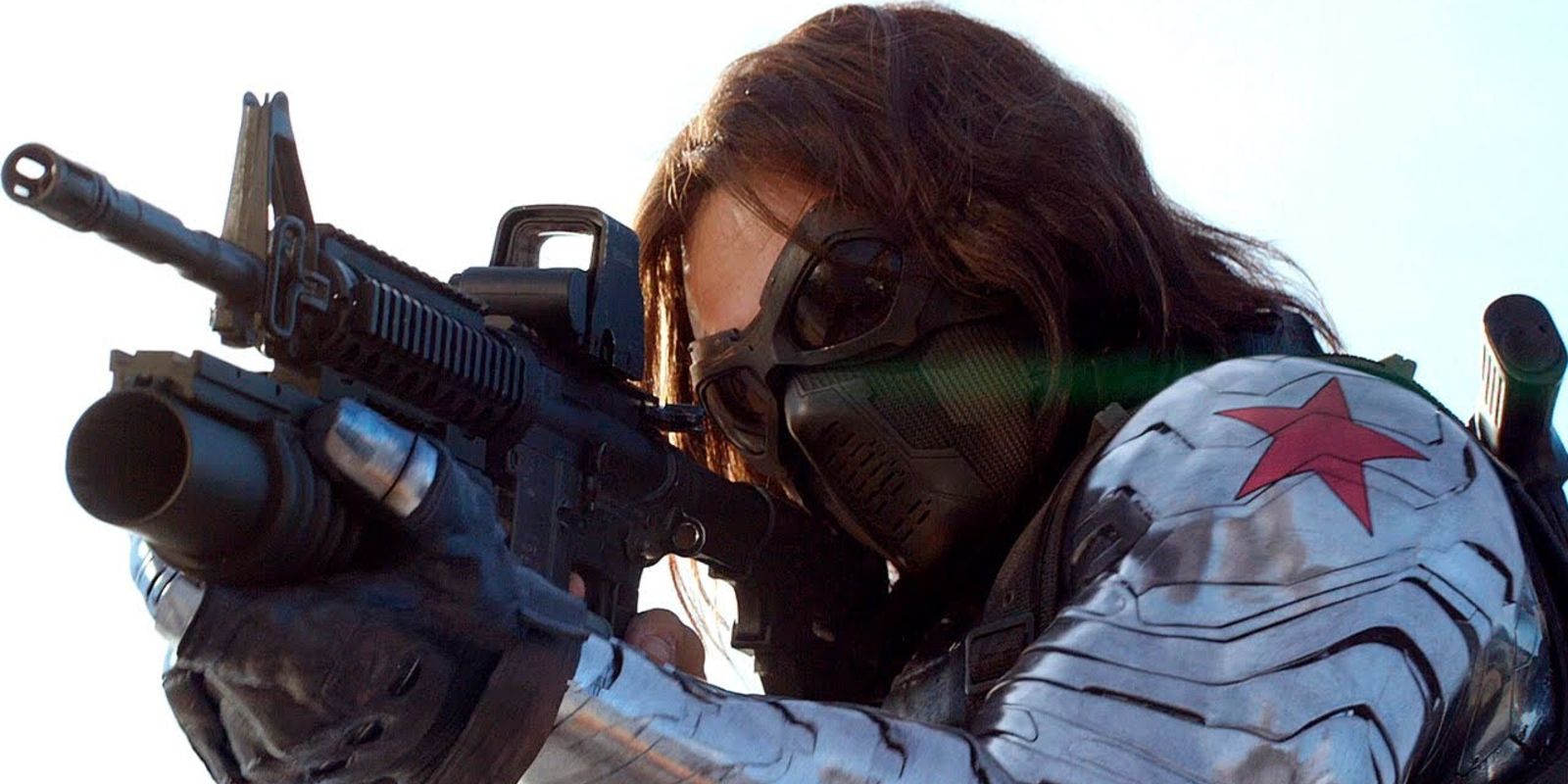 Winter Soldier aiming his assault rifle in Captain America: The Winter Soldier