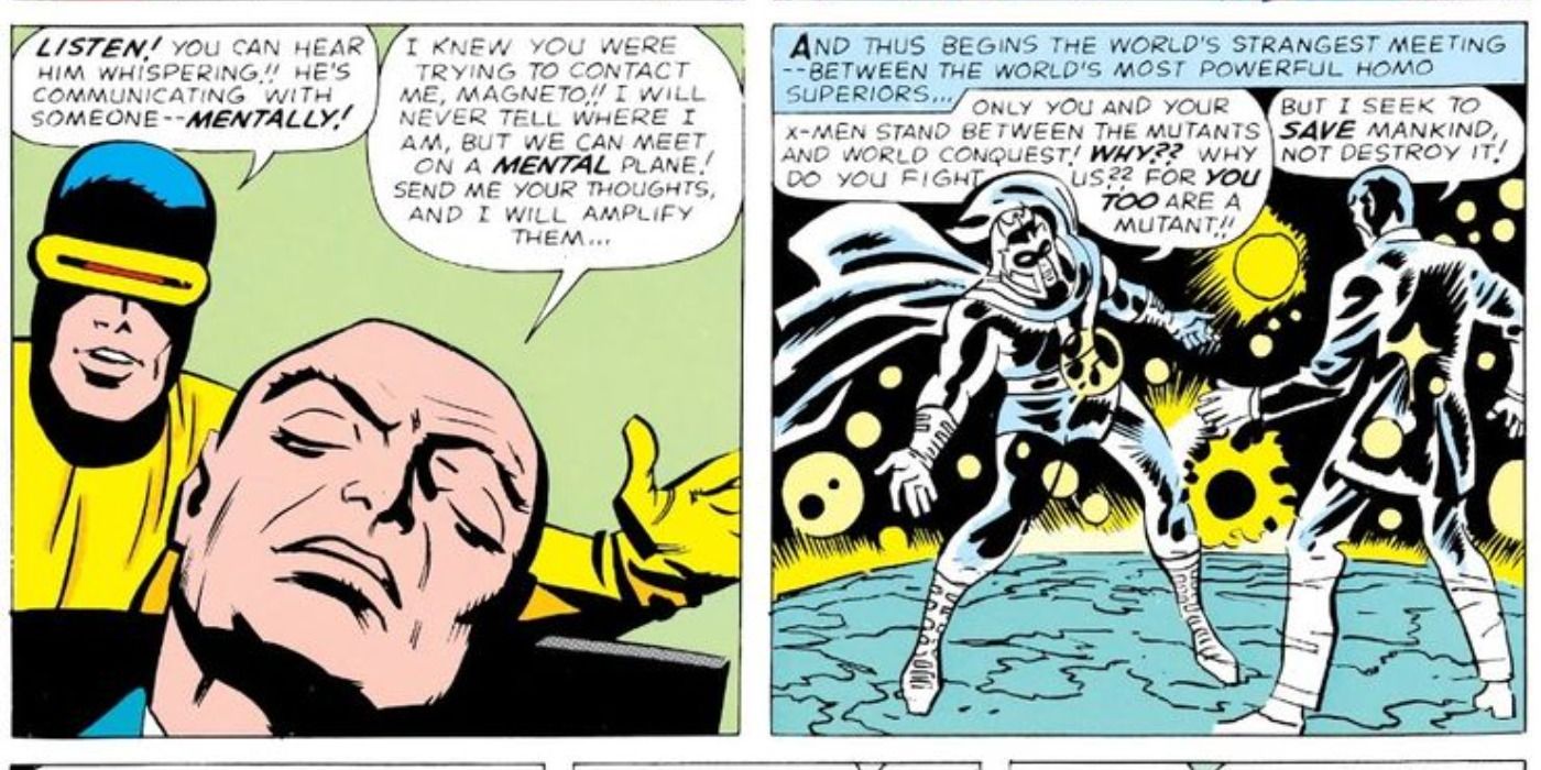 Projeção Astral de Xavier e Magneto nos quadrinhos dos X-Men