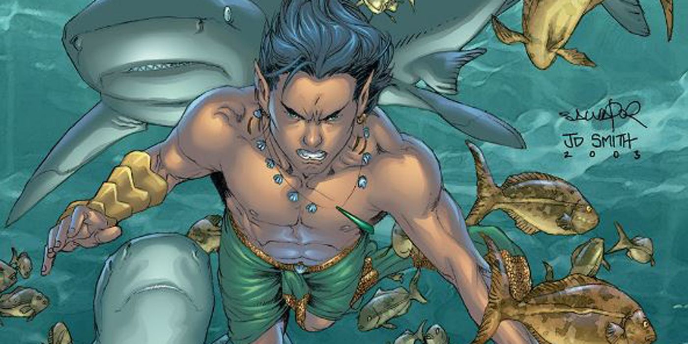 A young Namor swimming.