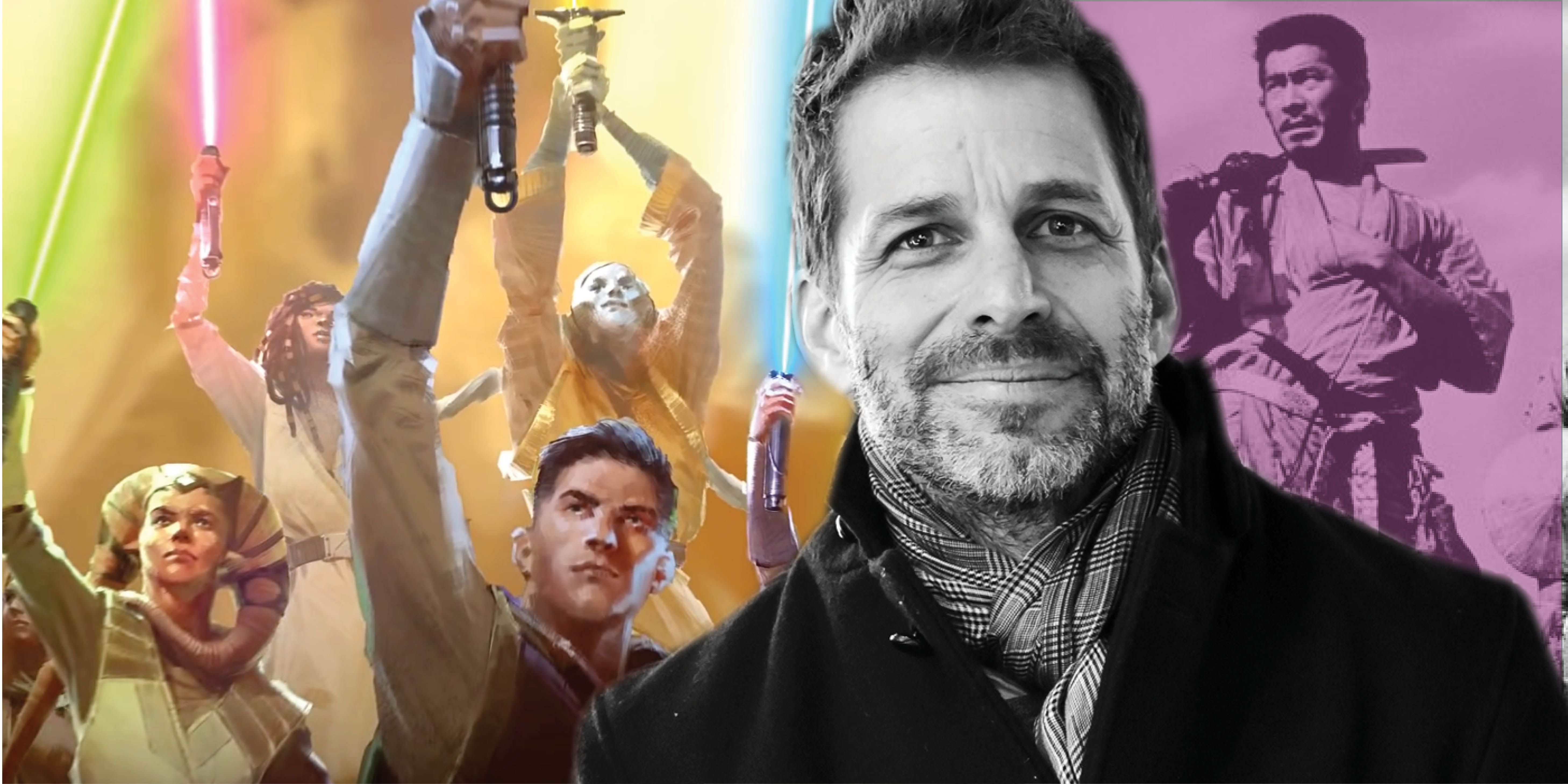 Zack Snyder in front of Star Wars Jedi Knights and Samurai