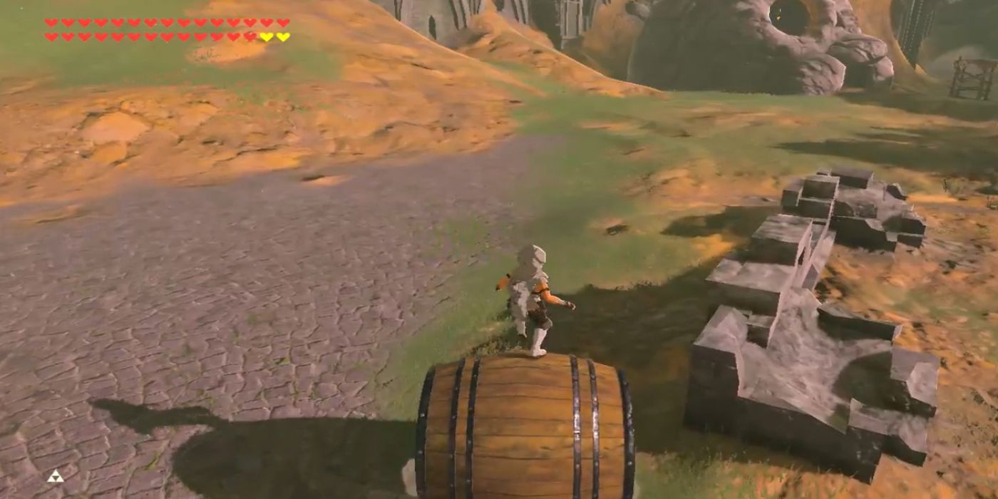 Zelda Breath of the Wild Link barrel riding