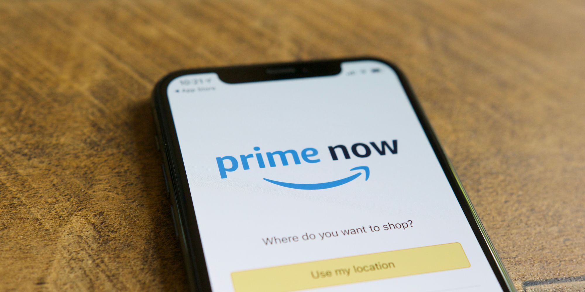 Amazon Prime Now app on an iPhone