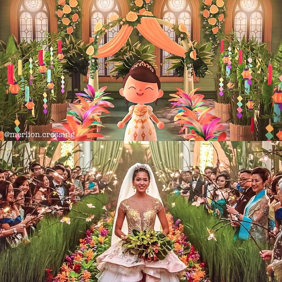 animal crossing crazy rich asians wedding recreation