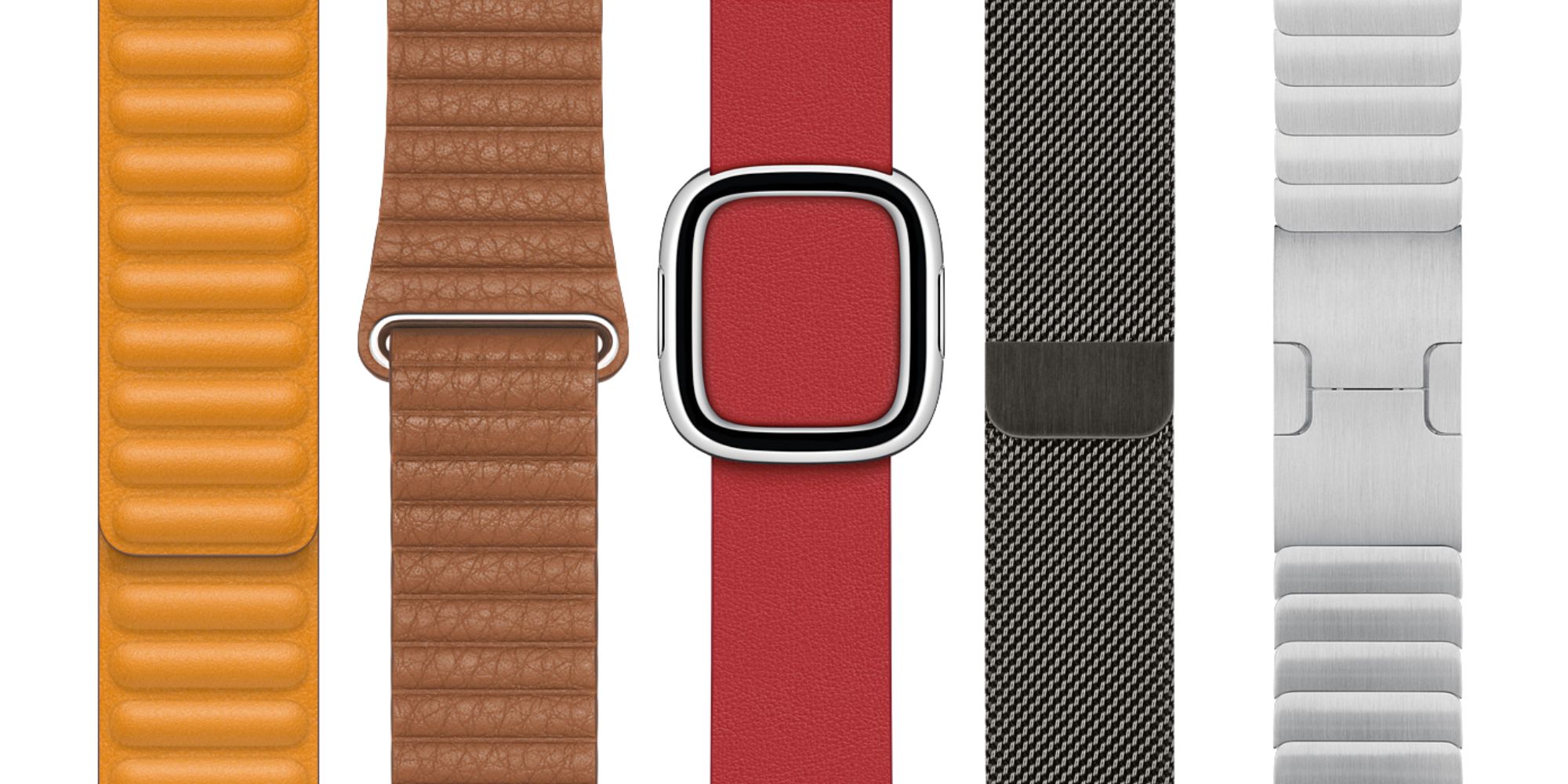 Leather and metal Apple Watch bands